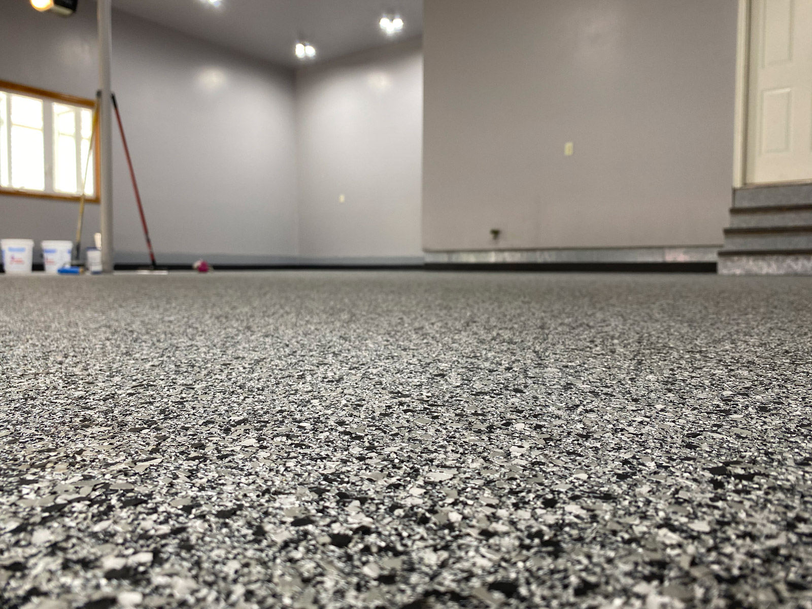 Charcoal epoxy floor close-up